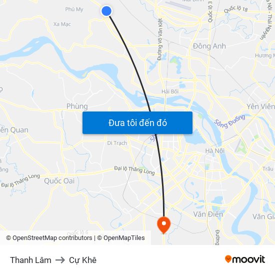 Thanh Lâm to Cự Khê map