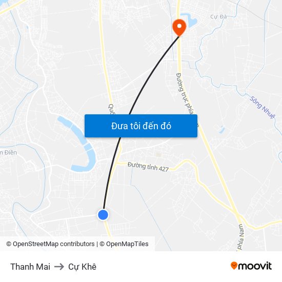 Thanh Mai to Cự Khê map
