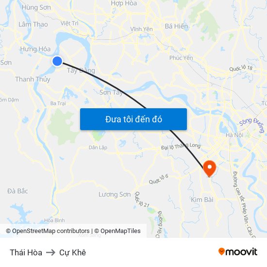 Thái Hòa to Cự Khê map