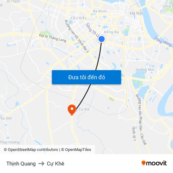 Thịnh Quang to Cự Khê map