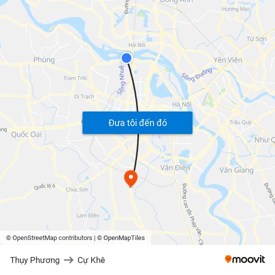 Thụy Phương to Cự Khê map