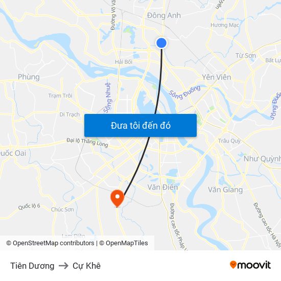 Tiên Dương to Cự Khê map