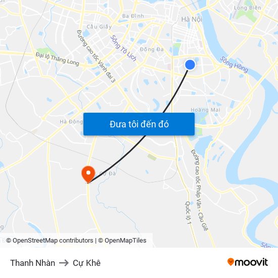 Thanh Nhàn to Cự Khê map