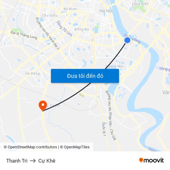 Thanh Trì to Cự Khê map