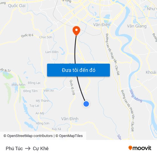 Phú Túc to Cự Khê map
