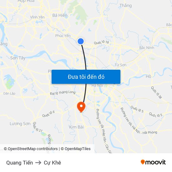 Quang Tiến to Cự Khê map