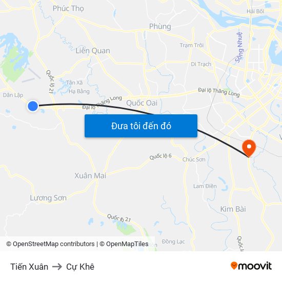 Tiến Xuân to Cự Khê map