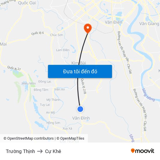 Trường Thịnh to Cự Khê map