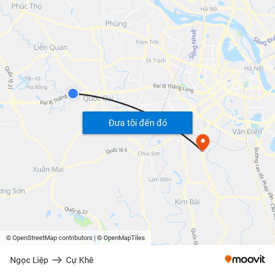 Ngọc Liệp to Cự Khê map