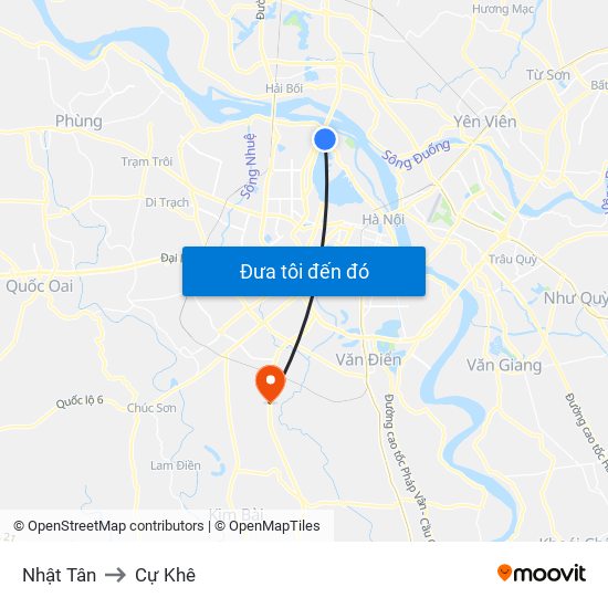 Nhật Tân to Cự Khê map