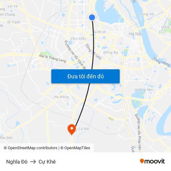 Nghĩa Đô to Cự Khê map