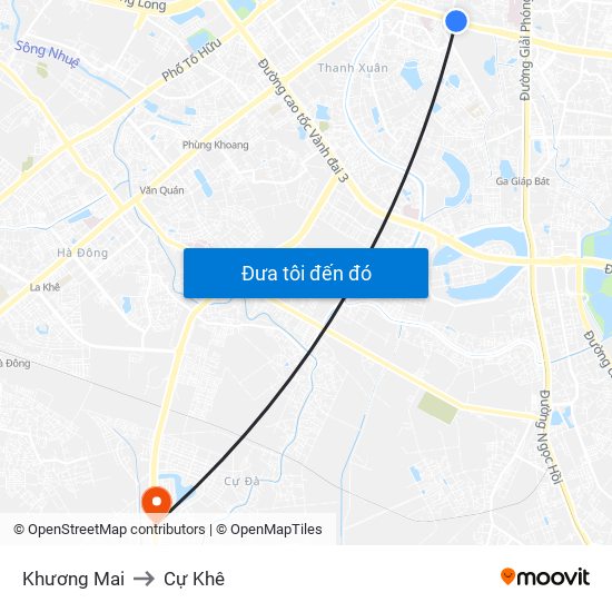 Khương Mai to Cự Khê map