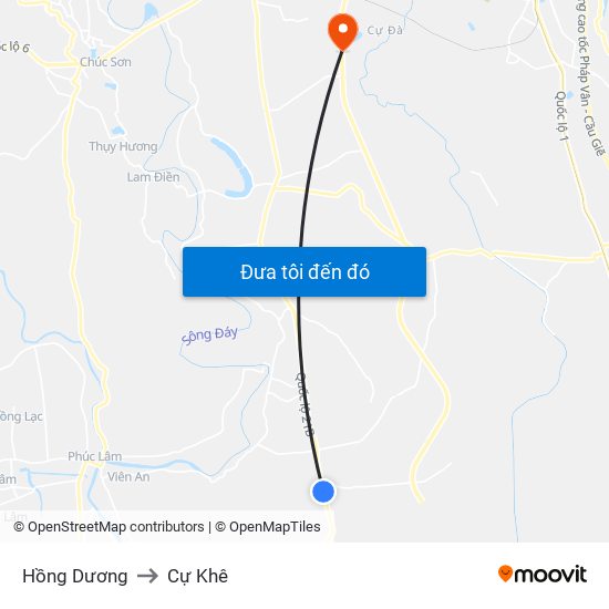 Hồng Dương to Cự Khê map