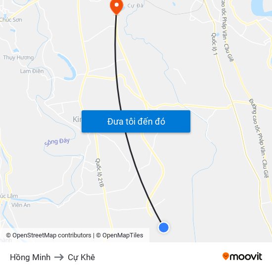 Hồng Minh to Cự Khê map