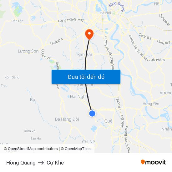 Hồng Quang to Cự Khê map