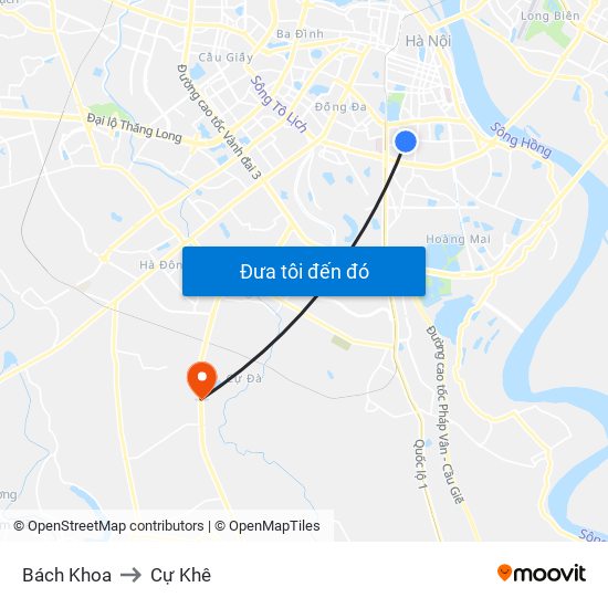 Bách Khoa to Cự Khê map