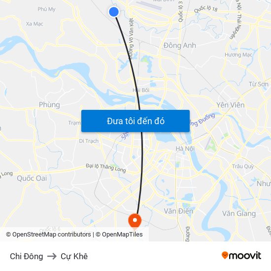 Chi Đông to Cự Khê map
