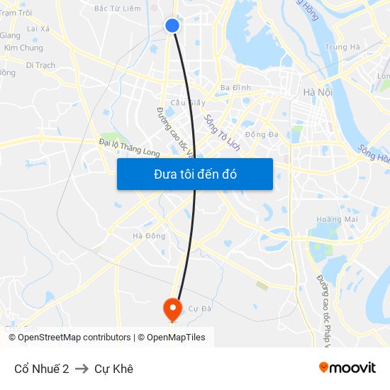 Cổ Nhuế 2 to Cự Khê map