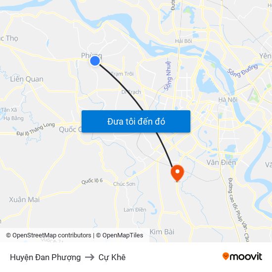 Huyện Đan Phượng to Cự Khê map