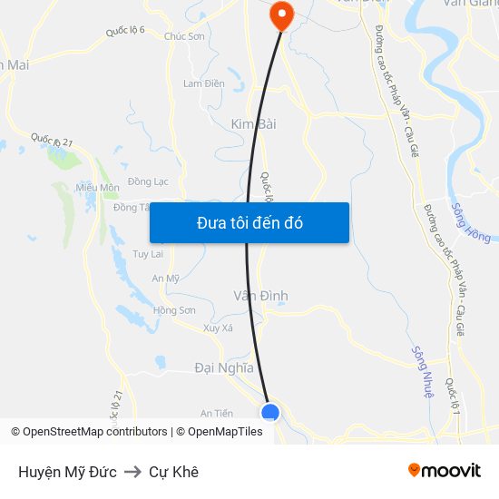 Huyện Mỹ Đức to Cự Khê map