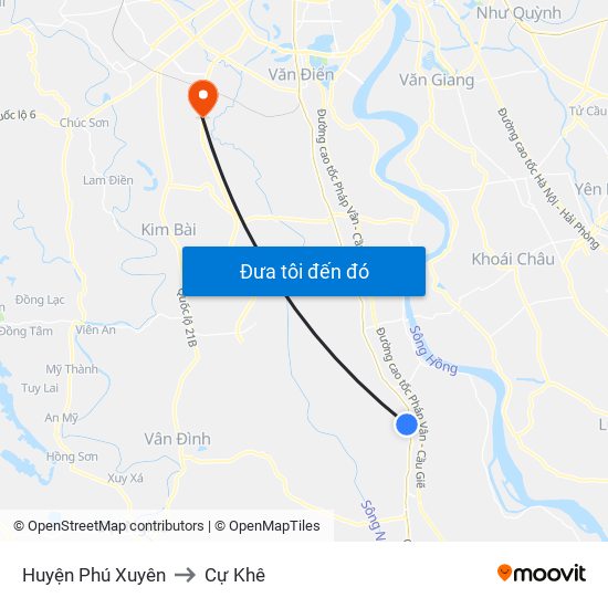 Huyện Phú Xuyên to Cự Khê map