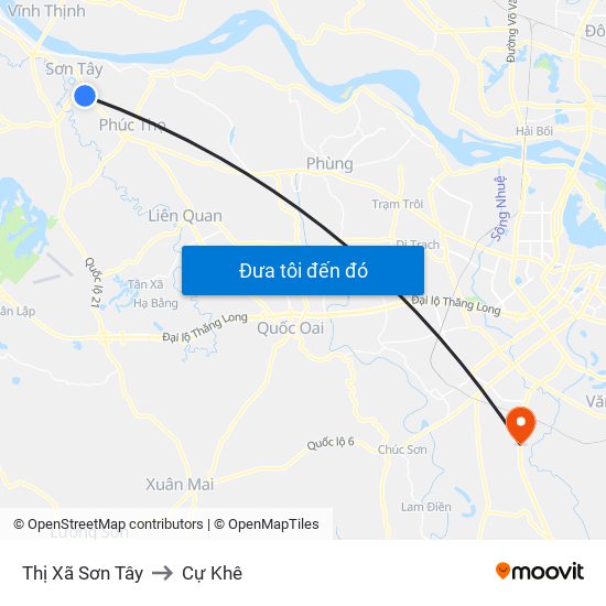 Thị Xã Sơn Tây to Cự Khê map