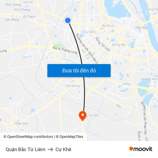 Quận Bắc Từ Liêm to Cự Khê map