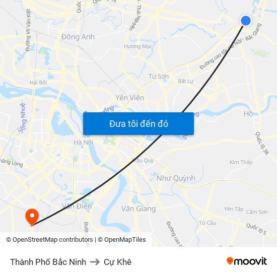 Thành Phố Bắc Ninh to Cự Khê map