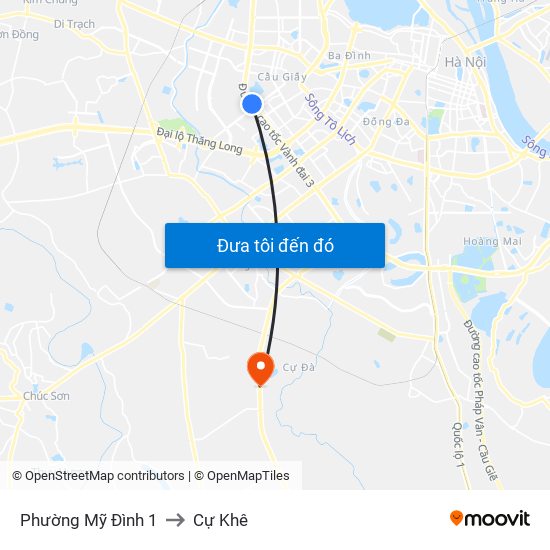 Phường Mỹ Đình 1 to Cự Khê map