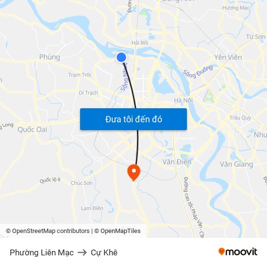 Phường Liên Mạc to Cự Khê map