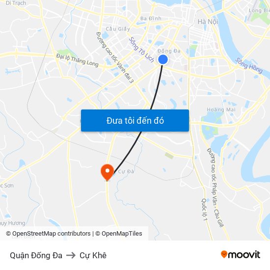 Quận Đống Đa to Cự Khê map