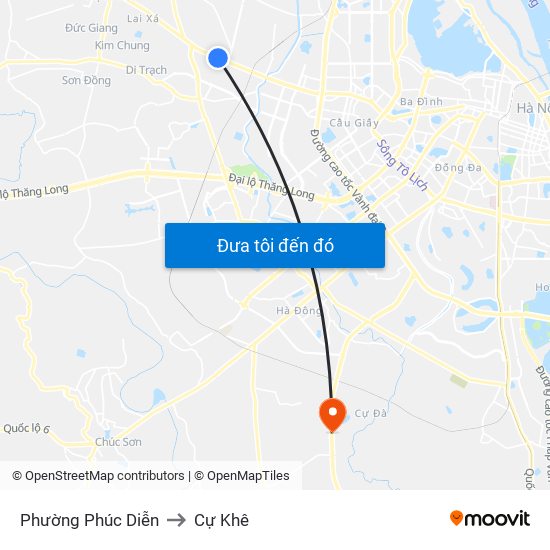 Phường Phúc Diễn to Cự Khê map