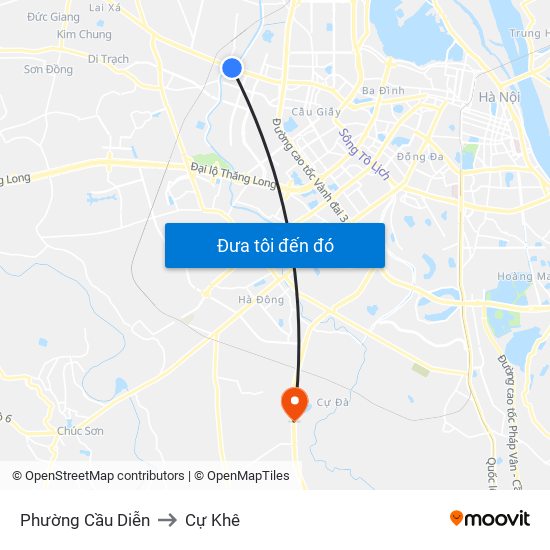 Phường Cầu Diễn to Cự Khê map