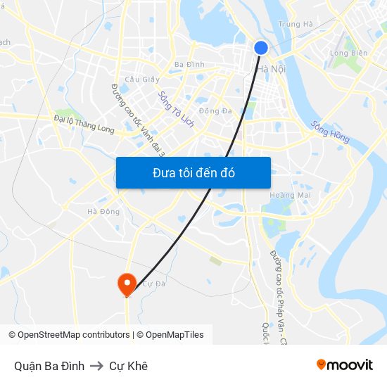 Quận Ba Đình to Cự Khê map