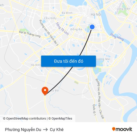 Phường Nguyễn Du to Cự Khê map