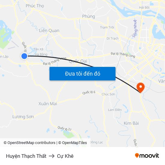 Huyện Thạch Thất to Cự Khê map