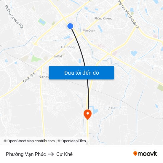 Phường Vạn Phúc to Cự Khê map