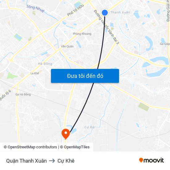 Quận Thanh Xuân to Cự Khê map