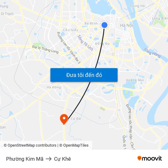 Phường Kim Mã to Cự Khê map