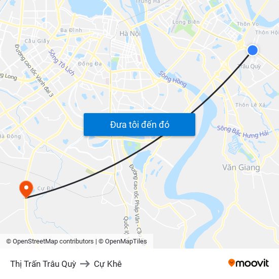 Thị Trấn Trâu Quỳ to Cự Khê map