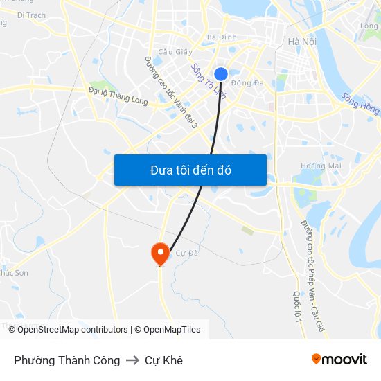 Phường Thành Công to Cự Khê map