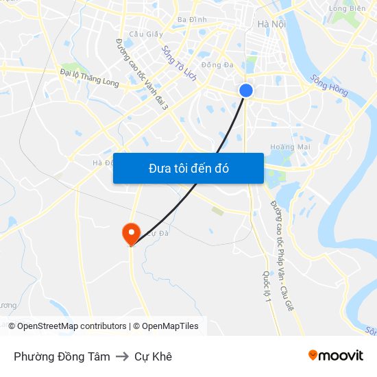 Phường Đồng Tâm to Cự Khê map