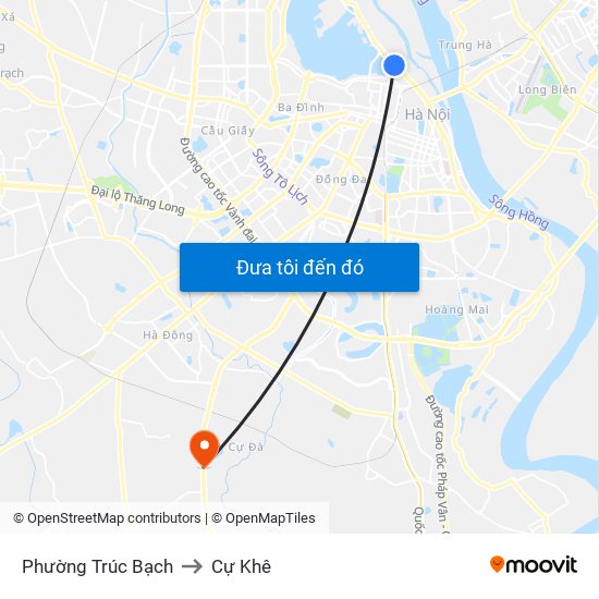 Phường Trúc Bạch to Cự Khê map