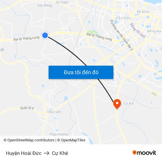 Huyện Hoài Đức to Cự Khê map