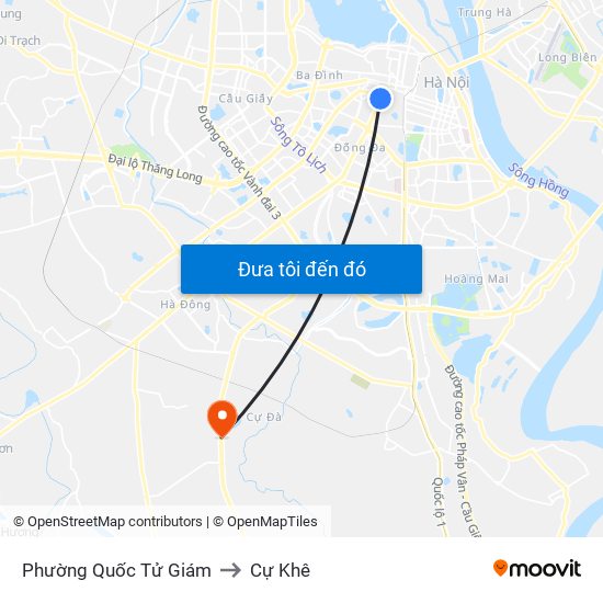 Phường Quốc Tử Giám to Cự Khê map