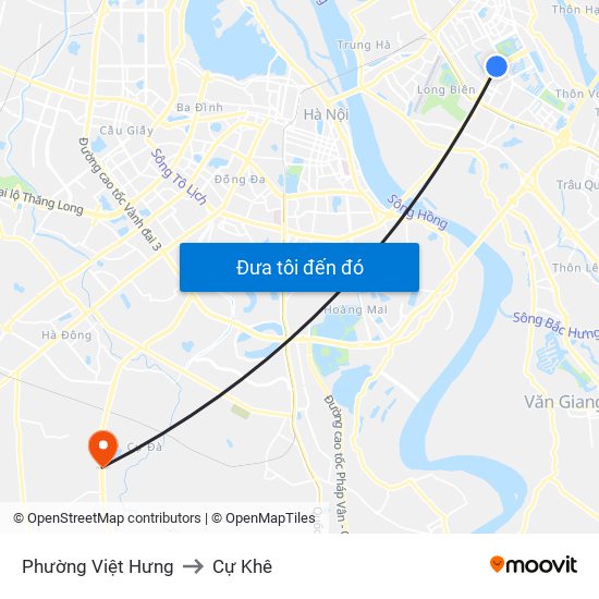 Phường Việt Hưng to Cự Khê map