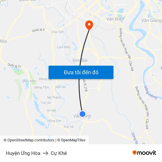 Huyện Ứng Hòa to Cự Khê map