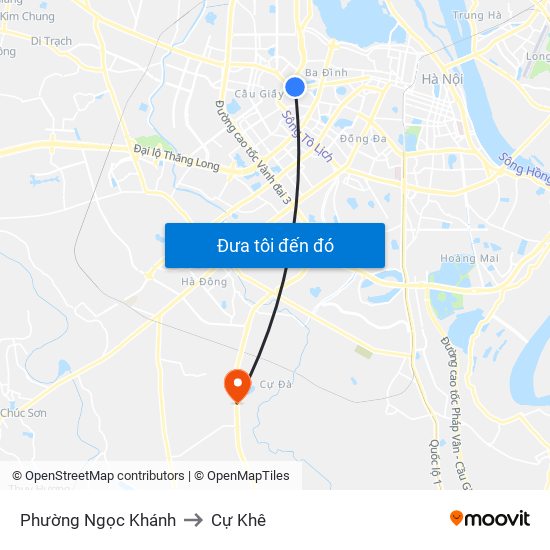 Phường Ngọc Khánh to Cự Khê map