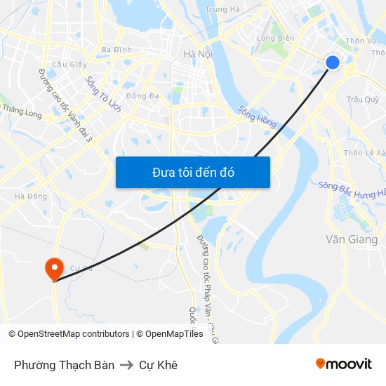 Phường Thạch Bàn to Cự Khê map