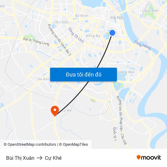 Bùi Thị Xuân to Cự Khê map